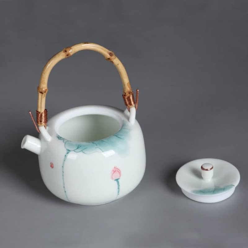 Teapots, ceramic teapots, Hand-painted Lotus Handle Pot Kung Fu Tea Set Small Ceramic Pot Antique Office Home Chinese Hand-made Teapot Tea Maker (Color : 1)