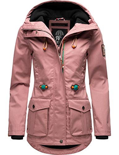 Marikoo Babetaa - Chubasquero corto para mujer, parka, impermeable, con capucha, tallas XS-3XL rosa oscuro XS Cover