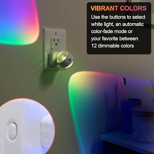 Image of GE Swivel Sconce LED Night Lights Plug Into Wall for Home Decor Color Changing Dimmable Rotating Dusk to Dawn Sensor, Ambient Lighting, Apartment Essentials 1 Pack 81041