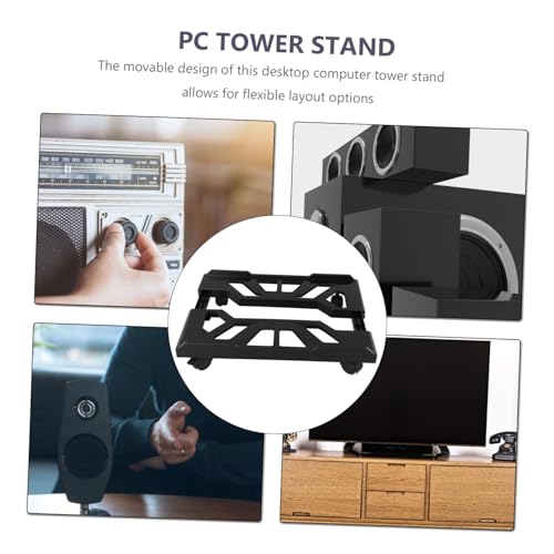 Soporte para torre de PC KALLORY con ruedas, soporte de piso para CPU con movilidad fácil, ideal para oficina en casa y gaming, eleva el gabinete del suelo o alfombra miniatura 4