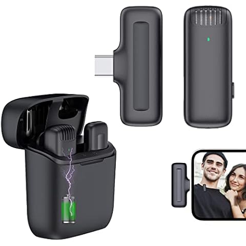 Wireless Lavalier Microphone, Type-C Mini Mic with Charging Case, Plug & Play 2.4G Lapel Mic for Live Stream Vlog Video Recording - Noise Reduction, Clear Timbre/Auto Sync, 65 Ft Accessible Reception Cover