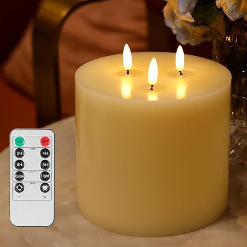 SEHNSY 3 Wick Extra Large Flameless Candles, 6