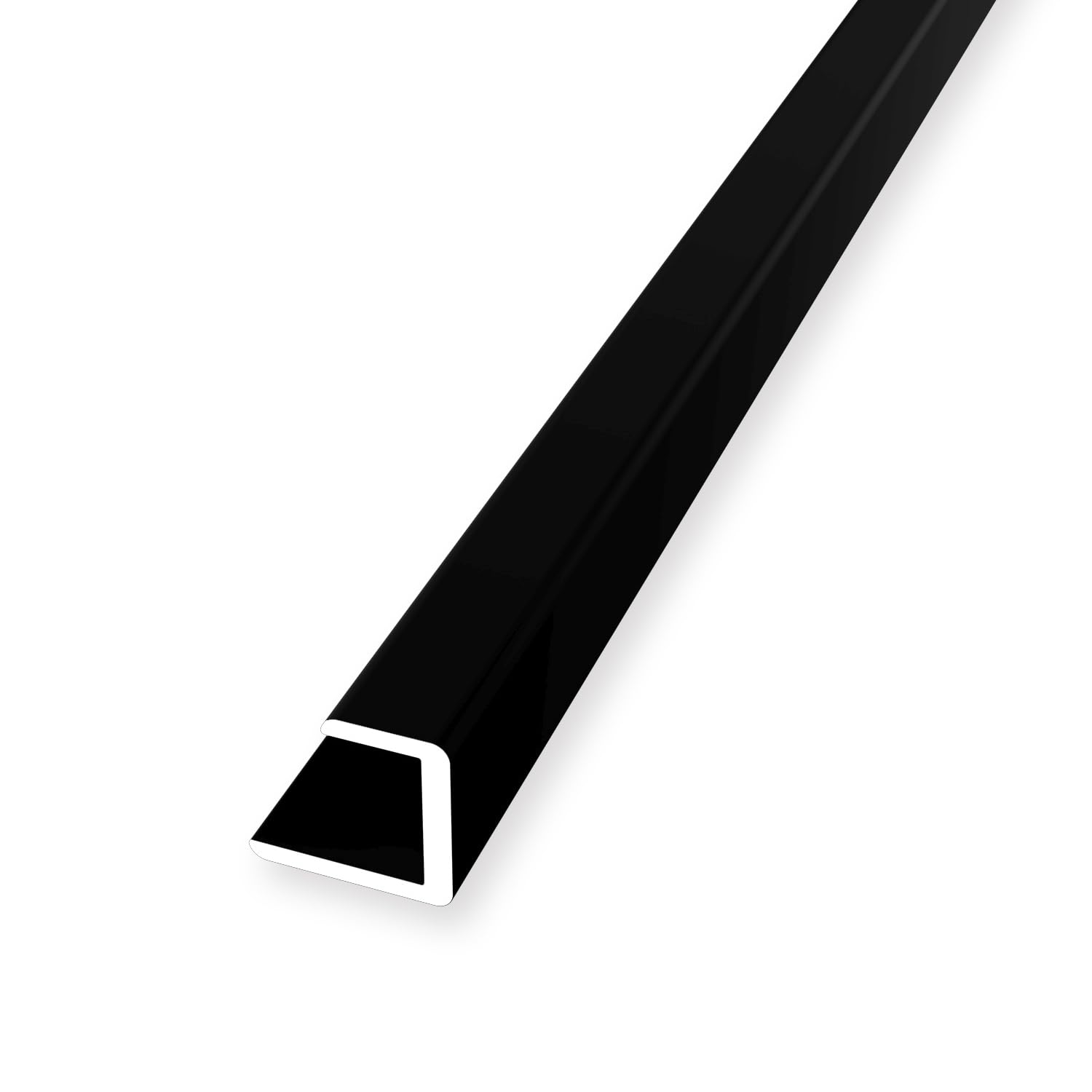 Perfil de pared de 11,5 x 11,5 x 2550 mm, altura del borde, 8,2 mm, perfil de conexión en U, perfil de aluminio, liso, perfil angular, sin taladrar, recubierto de polvo, negro mate, RAL9004 Küberit