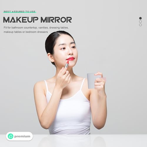 Espejo de Maquillaje Portátil de Acero Inoxidable Rosado 2 Piezas miniatura 5