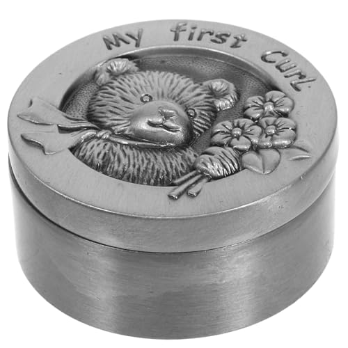 Gatuida Caja Metálica para Guardar Cabello Fetal de Ñiño Caja de Recuerdos Infantil Diseño de Oso en Color Antiguo 1 Unidad para Almacenar Rizos y Recuerdos de Recién Nacidos