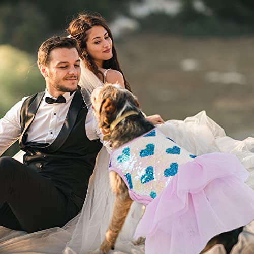 Sequin Dog Dresses For Small Dogs, Dog Summer Dress Tutu Skirt For Yorkie Belle, Pink, S #TOP5