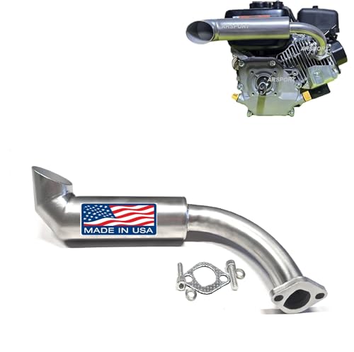 ARSPORT Stainless Exhaust for Surface drive mud motor compatible with Hond GX160 & GX200, Predator 212, Predator 224cc Surface Drive Motor, mud motors, Lake boats., silver