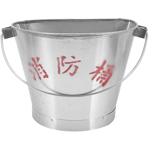 Hemobllo Fire Sand Container Domestic Fire Extinguisher Stainless Steel Pail Handle