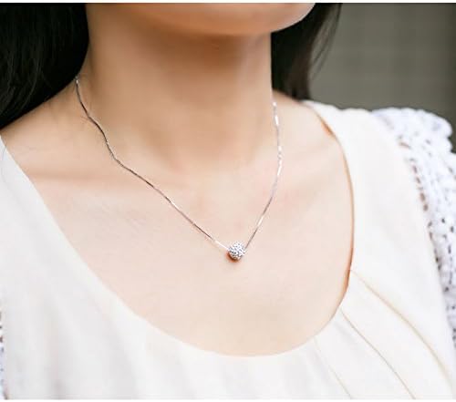 CIShop S925 Sterling Silver Chain Full Diamond Crystal Ball Sparkle Colla Pendant Necklace for Women - Image 6
