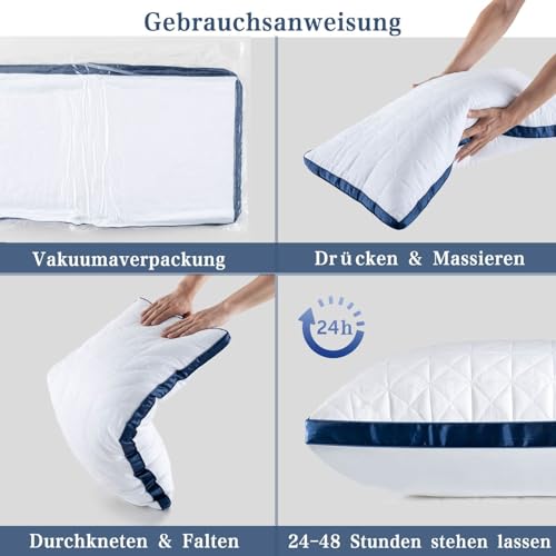 Slybear Kissen Kopfkissen 40x80cm 2er Set, 2X Seitenschläferkissen Nackenkissen orthopädisches Kissen mit Premium Mikrofaser Füllung, atmungsaktives Sitzkissen Sofakissen Schlafkissen weich& stützend