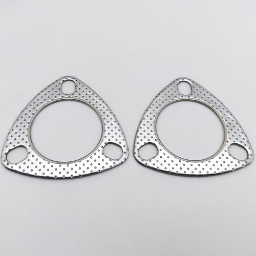 Image of 2.25 Inch Exhaust Gasket 3-Bolt 57mm Flange High Temperature Graphite w /Fire Ring Replacement 2 Pcs