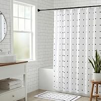 Croydex White Shower Curtain with Black Dots, 1800W x 1800H