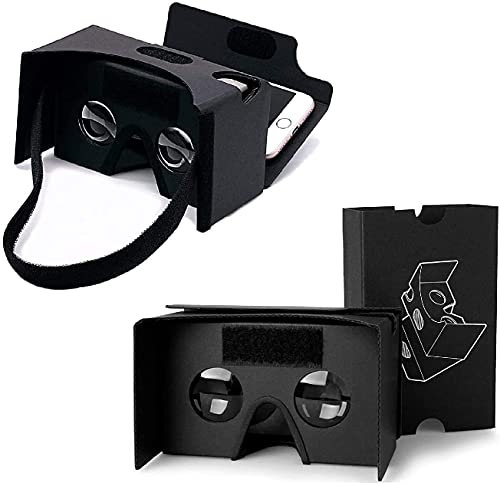 2Pack Google Cardboard 3D Virtual Reality Headset Glasses,DIY VR Cardboard Compatible with 3-6inch Screen Android and iphone Smartphone(Black)