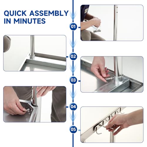 KUARBARR Stainless Steel Table, Metal Kitchen Prep Table 30 x 18 Inch by KUARBARR - Used condition - Image 7
