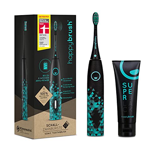 Happybrush®Eco VIBE 3 - Duurzame tandenborstel met 6 weken power batterij + gratis actieve houtskool tandpasta