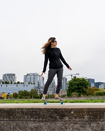 Woolly Clothing Women's Merino Pro-Knit Wool Zip Hoodie Sweatshirt - Mid Weight - Wicking Breathable Anti-Odor - Black #TOP3