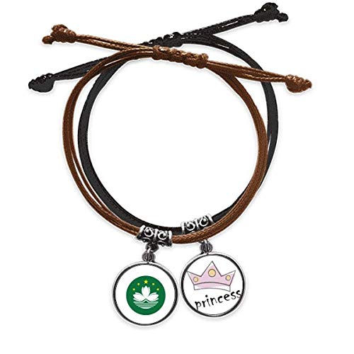 Pulsera bandera Macao cadena cuero mujer cordón trenzado amuleto regional