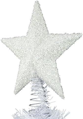 Toyland® 26cm Sparkly White Tree Top Star - Christmas Decorations - Christmas Tree Trims.