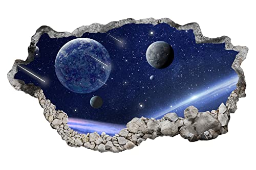 3D Hole Cosmic Galaxy Wall Decal Magic Outer Space Planet Wall Mural Stickers, Creative Stars And Solar System Decal For Kids Boys Floor Ceiling Living Room Bedroom Playroom Home Decor #TOP23