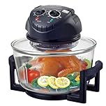 12L Halogen Air Fryer, 1300W Multi-Purpose Countertop Halogen Oven Air Fryer with 130-230°C Manual Adjustable Temp & Timer, Multi-Function Halogen Oven, Retains Nutrients & Flavours Black