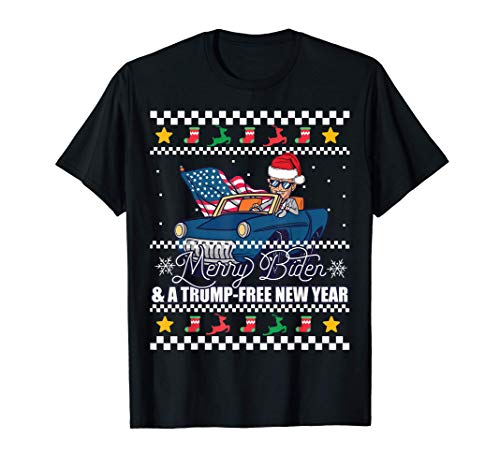 MERRY BIDEN & A TRUMP-FREE NEW YEAR Ugly Christmas Sweater Maglietta