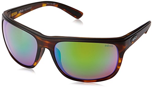 Revo Remus RE 1023 02 GN Polarized Rectangular Sunglasses, Matte Tortoise/Green Water, 62