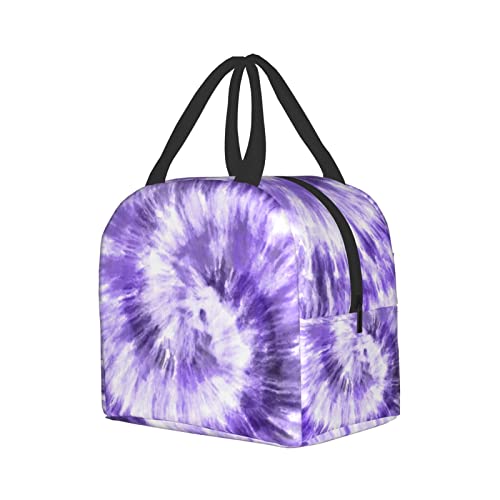 Ucsaxue Tie Dye Spiral Purple Lunch Bag Travel Box Work Bento Cooler Reusable Tote Picnic Boxes Insulated Container Shopping Bags For Adult Women Men #TOP1