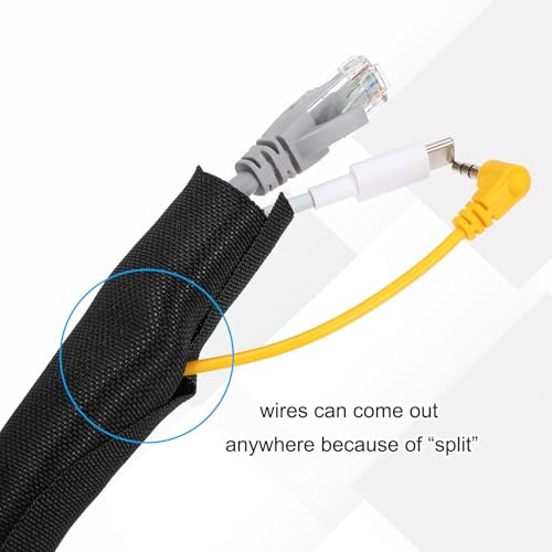 MECCANIXITY Tubo espiral dividido de 11-4/5 pulgadas diámetro interior, 10 pies, protector de cables de poliéster para cables USB y de alimentación, blanco miniatura 4