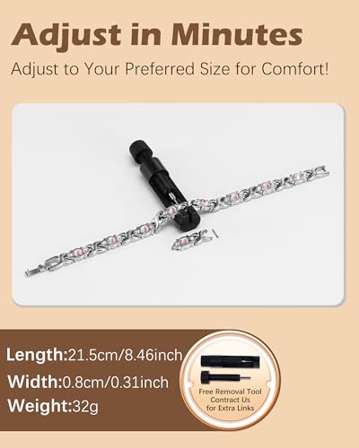 Bracelet magnétique en cuivre Jeracol pour femme orné de cristaux avec outil de réglage - 5