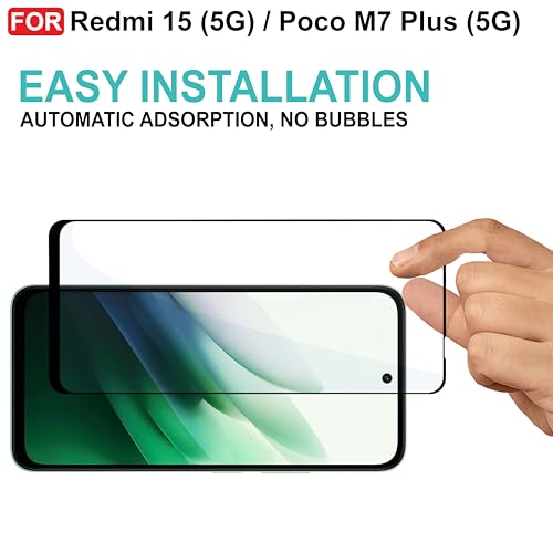 Image of CEDO Tempered Glass for Redmi 15 (5G) / Poco M7 Plus (5G) | Screen Protector Full HD Quality Tempered Glass Anti-Scratch Edge to Edge Coverage with Easy Installation Kit (Black)