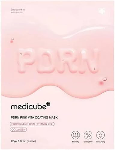 Medicube PDRN Pink Vita Coating Sheet Mask, 22g, Lightweight & Non-Sticky, Collagen & Vitamin B12 for Firmer Skin