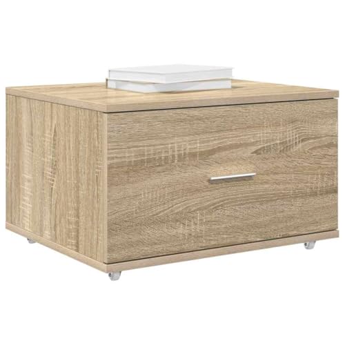 vidaXL Mobile con Cassetti con Ruota Rovere Sonoma 55 x 45 x 31 cm, Ampio Spazio, Mobile Moderno a cassetti Rettangolare, Soluzione compatta per organizzazione e Decorazioni minimaliste
