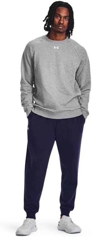 Under Armour Men's Rival Fleece Crew, (025) Castlerock Light Heather / / White, Large Tall - Image 4