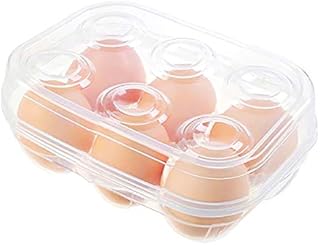 YOHA Clear Egg Storage Box Delicate 6 Girds Egg Dispenser Holder Case Refrigerator Crisper Camping Picnic Travel Portable Egg Carriage,Clear1