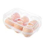 YOHA Clear Egg Storage Box Delicate 6 Girds Egg Dispenser Holder Case Refrigerator Crisper Camping Picnic Travel Portable Egg Carriage,Clear1