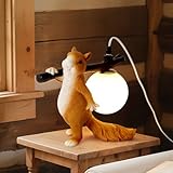 MUMENG Cute Table Lamp, Squirrel Shape Animal Lamp for Bedroom, Resin Unique Table Lamp Kids Desk Lamp for Living Room, Home Decor, Gift (Squirrel Shape)