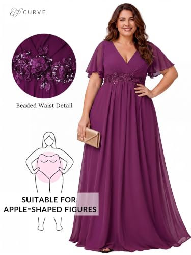 Image of Ever-Pretty Plus Women's Chiffon Plus Size Formal Mother of Bride Dresses