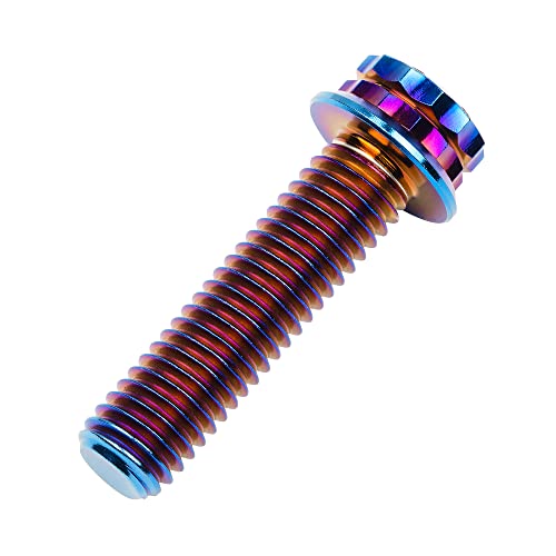 Image of Titanium Flange 12 Point Head M8 x15 20 25 30 35 40 45 50 55 60 65mm Screw Bolt Pack of 4 (M8x30mm, Burning Blue)