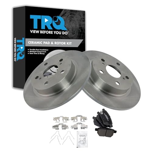 Image of TRQ Rear Brake Pad and Rotor Set Ceramic Compatible with 2011-2016 Scion tC