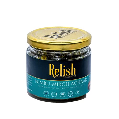 Relish Gourmet Chilli Lime Pickle | Made with Green Chilly, Lemon & Indian Spices | 250 Gm