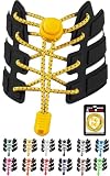 [KutsuGoods] クツグッズ (脱ぎ履き簡単) 結ばない 靴紐 伸びる ゴム シューレース スニーカー 留め具 ほどけない 靴ひも ドローコード 丸紐 (リフレクター, イエロー)