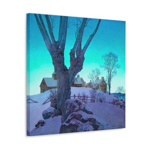 Illustration américaine Maxfield Parrish La Ferme De La Colline En Hiver encadrée premium