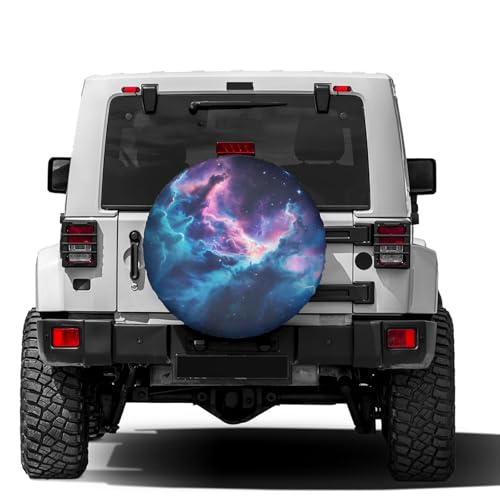 Image of Purple Galaxy Spare Tire Cover Dust-Proof Wheel Tire Cover Fit Trailer, RV, SUV and Many Vehicle 15 Inch