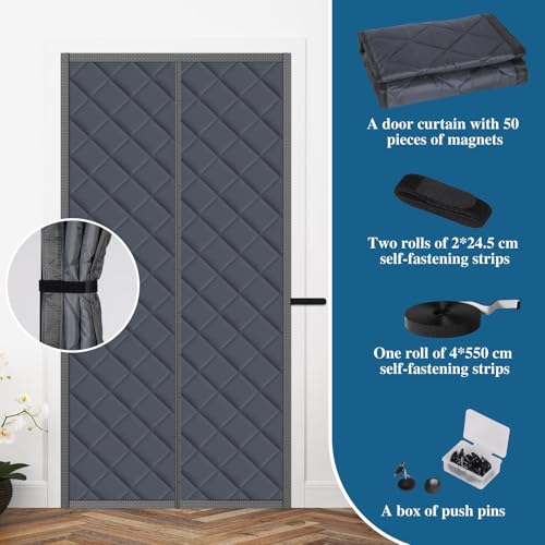SereneCloud Magnetic Thermal Insulated Curtain, Curtain Size 38''x84''(Fits 36''x82'' Door), Oxford Fiber Fill Insulation, Blanket for Front, Patio, Kitchen Entryways, Home Winterizing Products, Grey by SereneCloud - Image 7