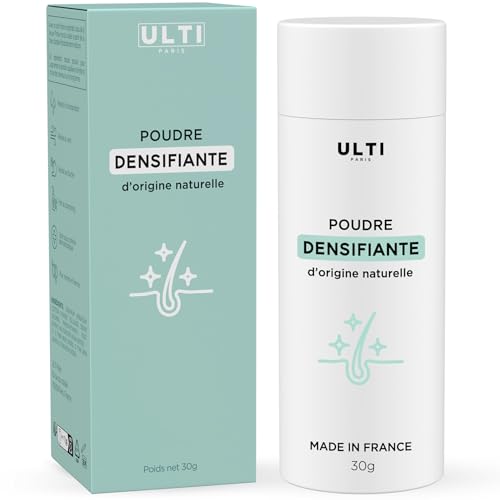 ULTI Paris Poudre pour épaissir et épaissir les cheveux - 100 % naturel - Pour la perte de cheveux et les cheveux clairs - 27 g (noir) (27 g, noir)
