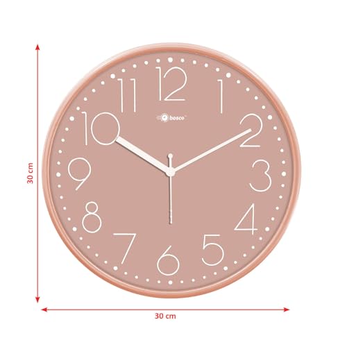 Image of Bosco Modern Non Ticking Silent, Rose Gold dial and Frame 30 CM, Round Wall Clock for Home, Living Room, Bedroom, Office and Kitchen
