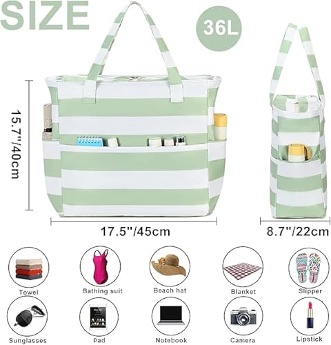 Image of Waterproof Beach Tote Pool Bags for Women Ladies Extra Large Gym Tote Carry On Bag With Wet Compartment for Weekender Travel