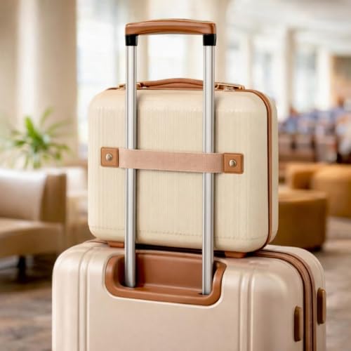 Image of YAGZON Makeup Case Suitcase, Mini Bag, Mini Hard Shell Travel Luggage, Women Portable Water Proof Carrying Suitcase, Organizer Bag, Small Hard Shell Cosmetic Lugge Bag (Off White)