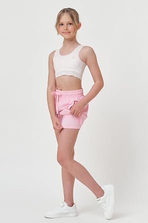 Girls Athletic Shorts with Spandex Liner Quick Dry Running Fitness Shorts for Kids Teen Active Sports Track