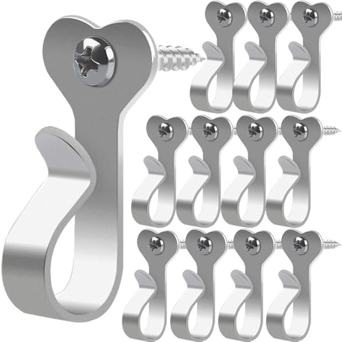 Dreecy String Light Hooks for Outside Stainless Steel Outdoor Lights Hanger Hooks for Outdoor String Lights Outdoor Screw Hooks for Christmas Party Easy Release Wire and Fairy Led Lights, 20 Packs